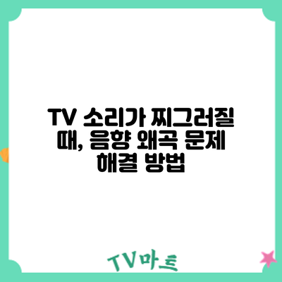 TV 소리가 찌그러질 때, 음향 왜곡 문제 해결 방법