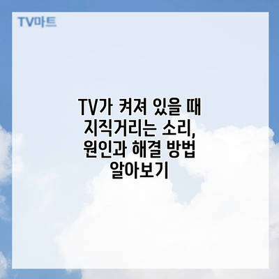 TV가 켜져 있을 때 지직거리는 소리, 원인과 해결 방법 알아보기